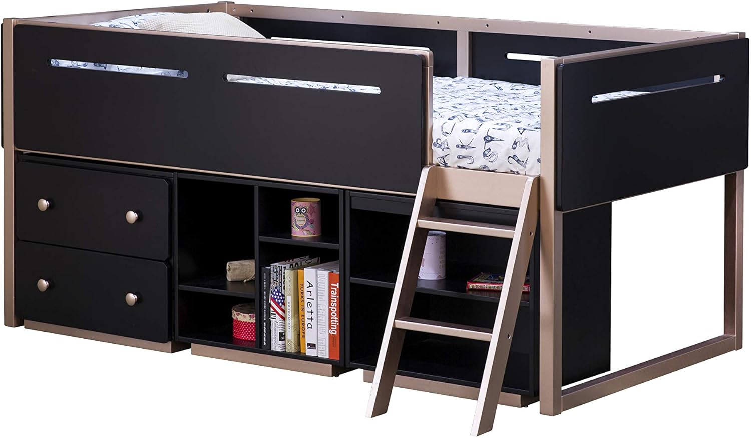 Acme Furniture Prescott Loft, Black & Rose-Gold