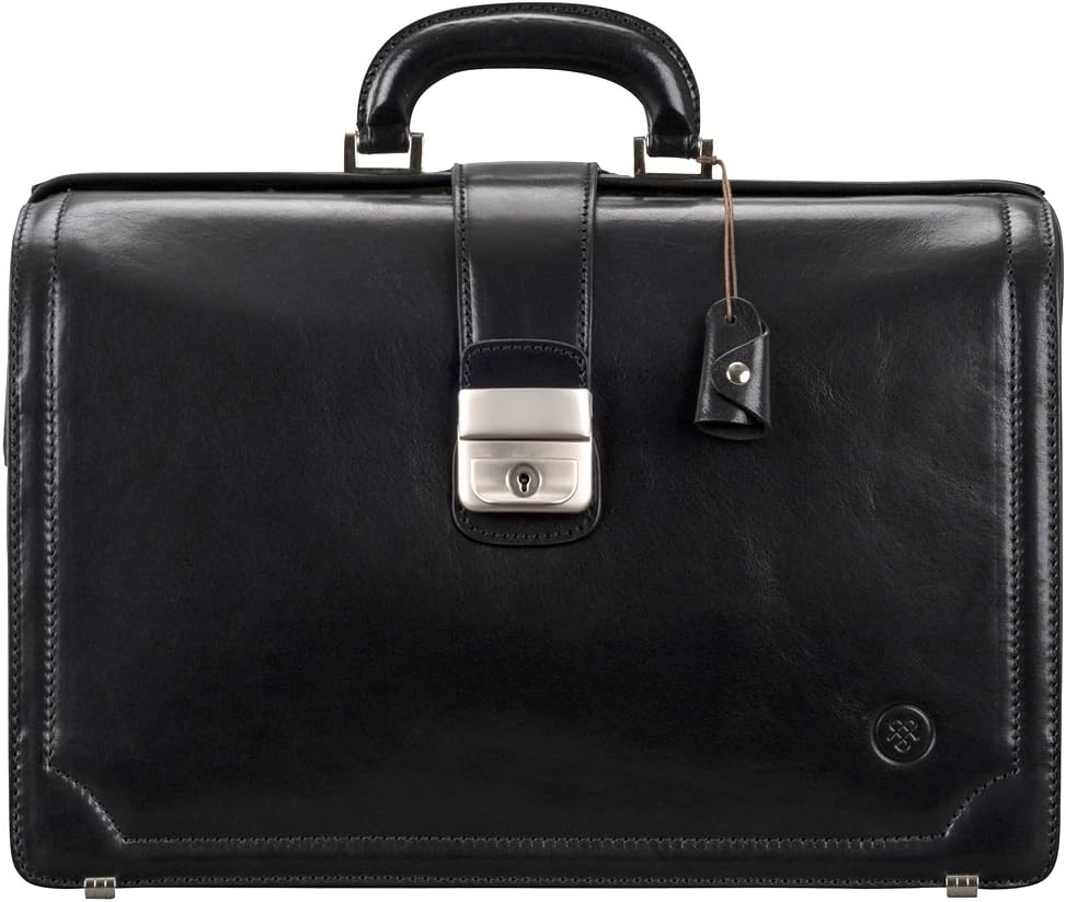 Maxwell Scott Quality Leather Briefcase For Lawyer - Basilio Black