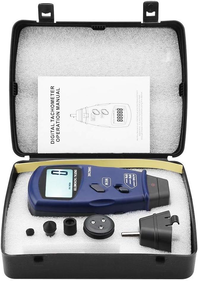 Digital Tachometer DT6236E Contact/Non-Contact Photo Tachometer 5 Digits 18 mm RPM Tach LCD Rotation Meter Gauge Tester Pack of 2