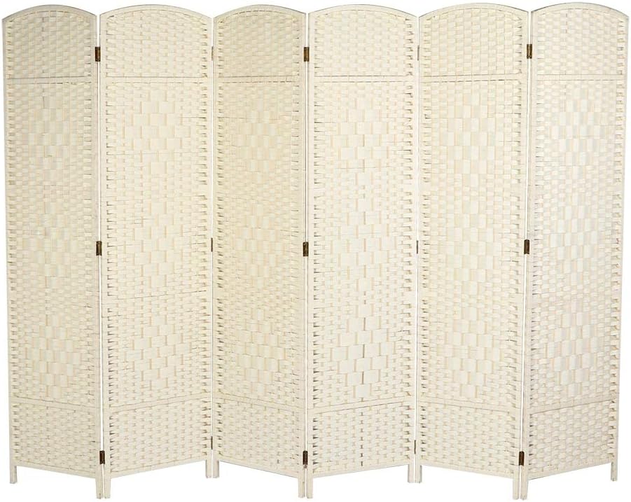 KXIUOA 6 Panel Screen,Room Divider,Privacy Screen,Retro Solid Wood Folding Portable Partition 6 Panel Screen Room Divider Hotel Furniture(Wooden)