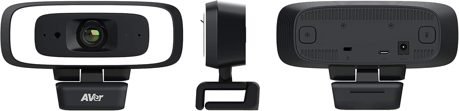 AVer CAM130 Compact 4K Camera - Portable USB Webcam for Private Video Conferencing and Remote Work - with Built-in Lighting and Privacy Cover - Dual FOV - Laptop or Tripod Mountable Conference Cam