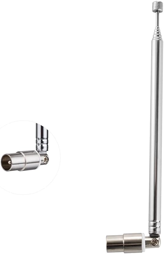 POBADY TV Male Plug Connector Telescopic Antenna 7 Sections PAL Telescopic Antenna 71.5cm/28IN for DVB-T DVB-T2 TV FM AM Stereo Reception Pack of 2