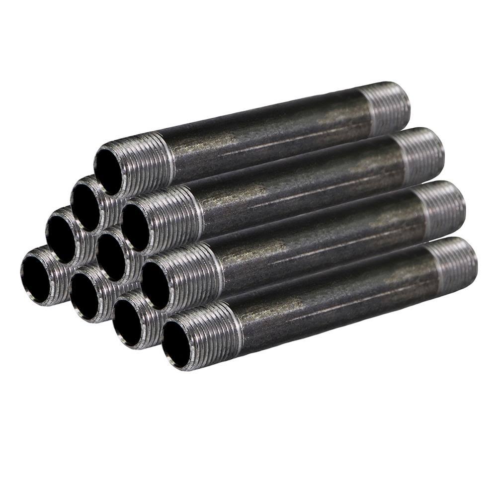 The Plumber's Choice Black Steel PIPE, 1-1/2 in. x 5-1/2 in. Nipple Fitting (10-Pack)