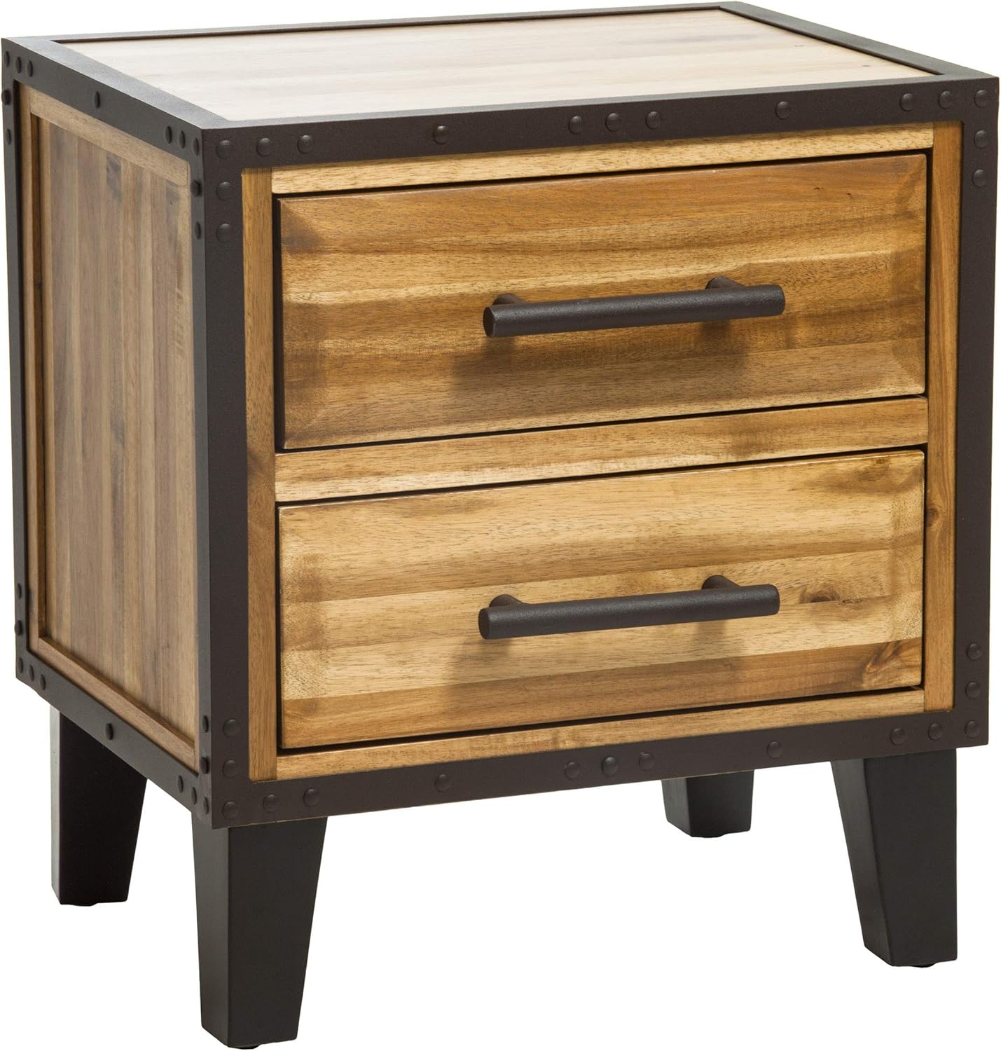 Christopher Knight Home Lina Acacia Wood Two Drawer Night Stand, Natural Stained