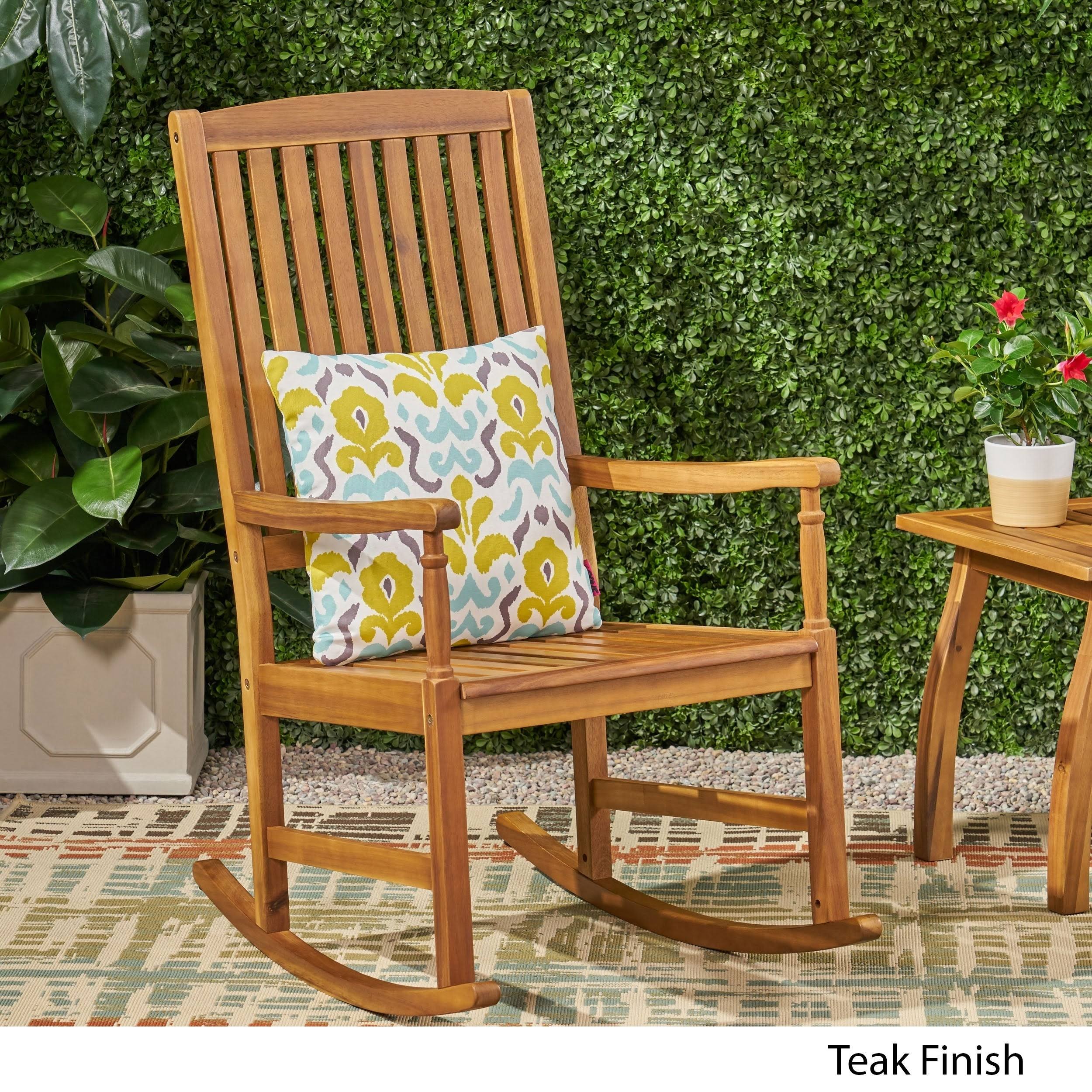 Arcadia Acacia Wood Rocking Chair Teak - Christopher Knight Home