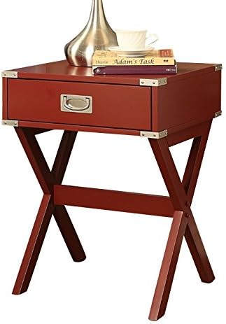 BOWERY HILL Wooden Top End Table, Side Table with One Drawer in Black