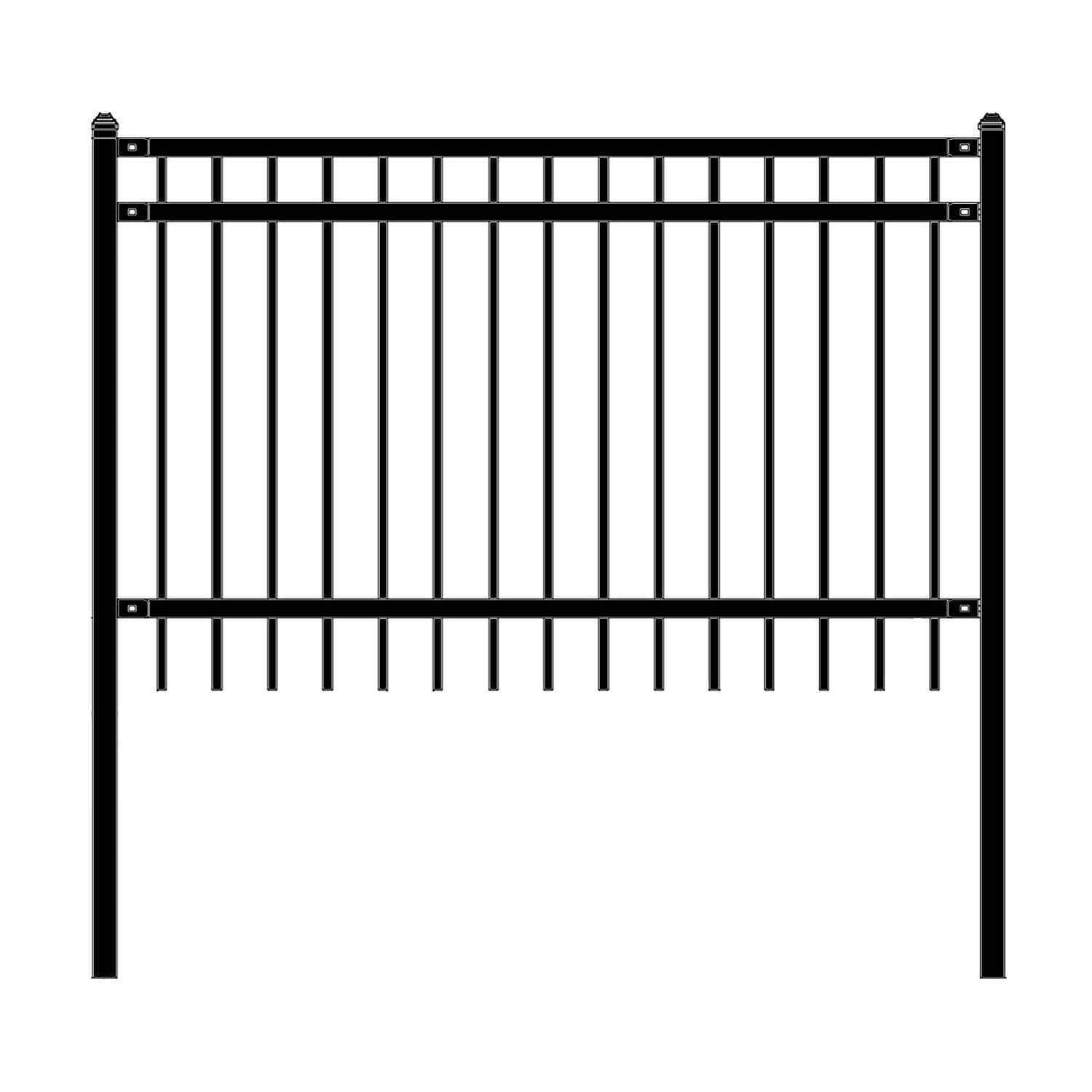 Aleko Nice Style 4 ft. x 6 ft. Black Unassembled Steel Fence Panel