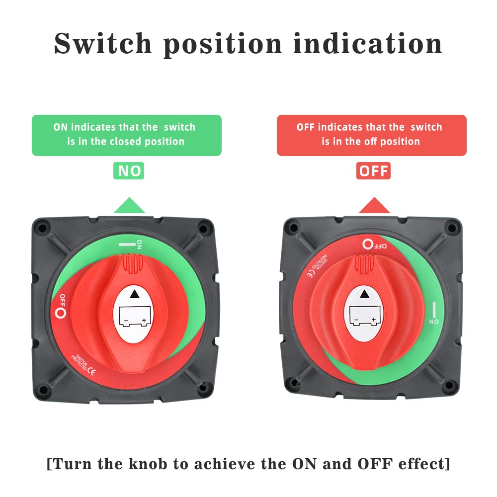 Triproton Large Current Battery Disconnect Switch, 12-48v Waterproof Heavy Battery Master Cut Shut Off Isolator Switch for Marine Boat, Yacht, RV and Truck