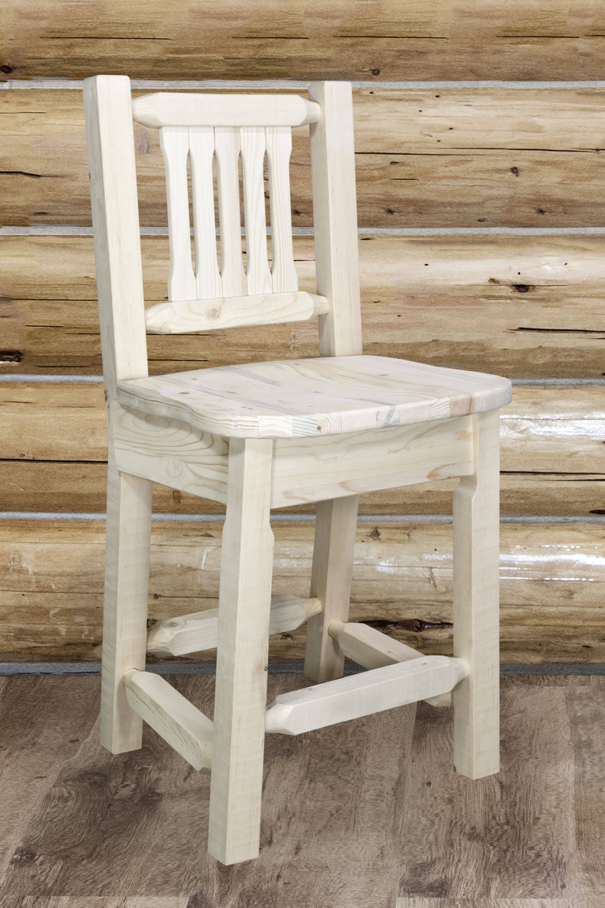Montana Woodworks MWHCBSWNRV24 Homestead Collection Counter Height Barstool with BACK, Clear Lacquer