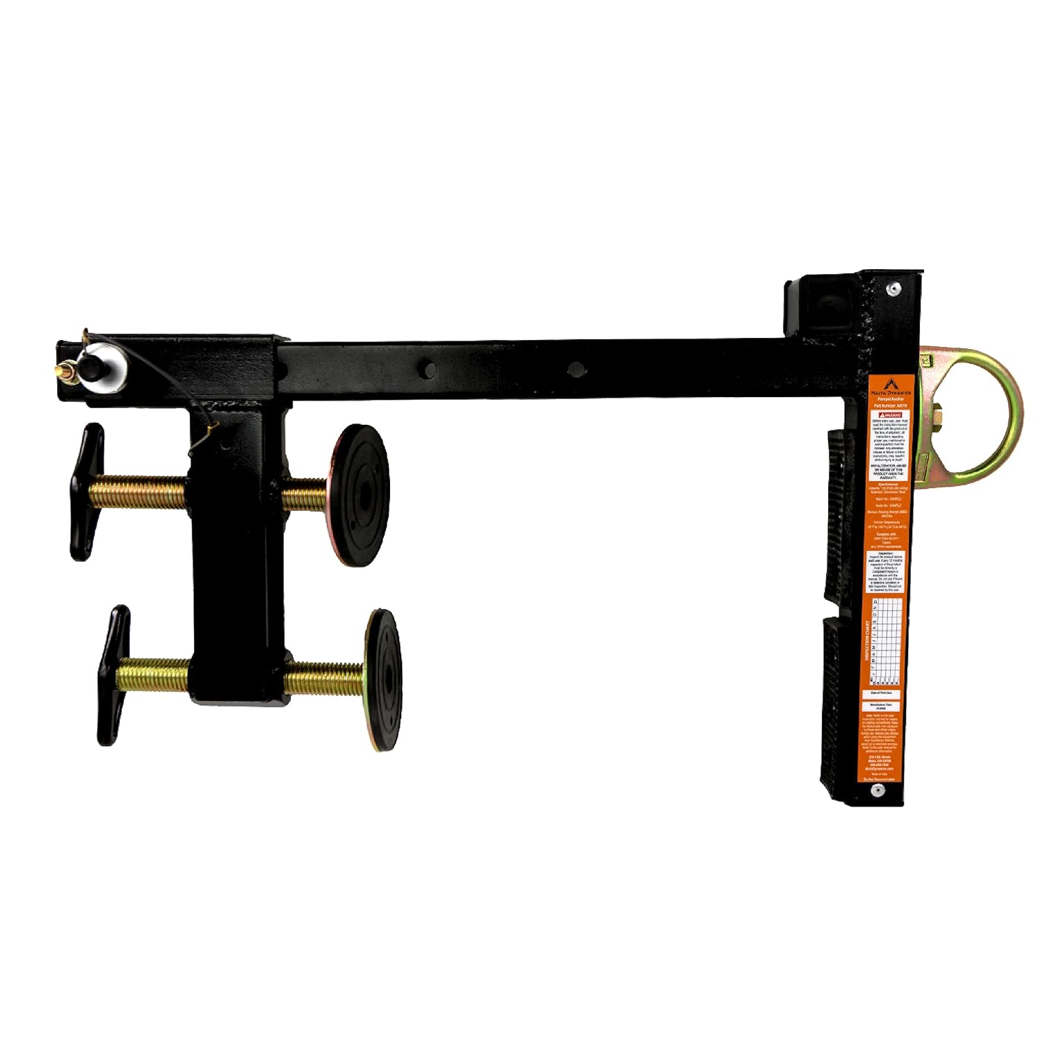 Malta Dynamics Reusable Parapet Anchor for Temporary Fall Arrest Anchorage, Fits Parapet Walls from 2.36” to 14.1” Thick, No Installation Tools Required, Black