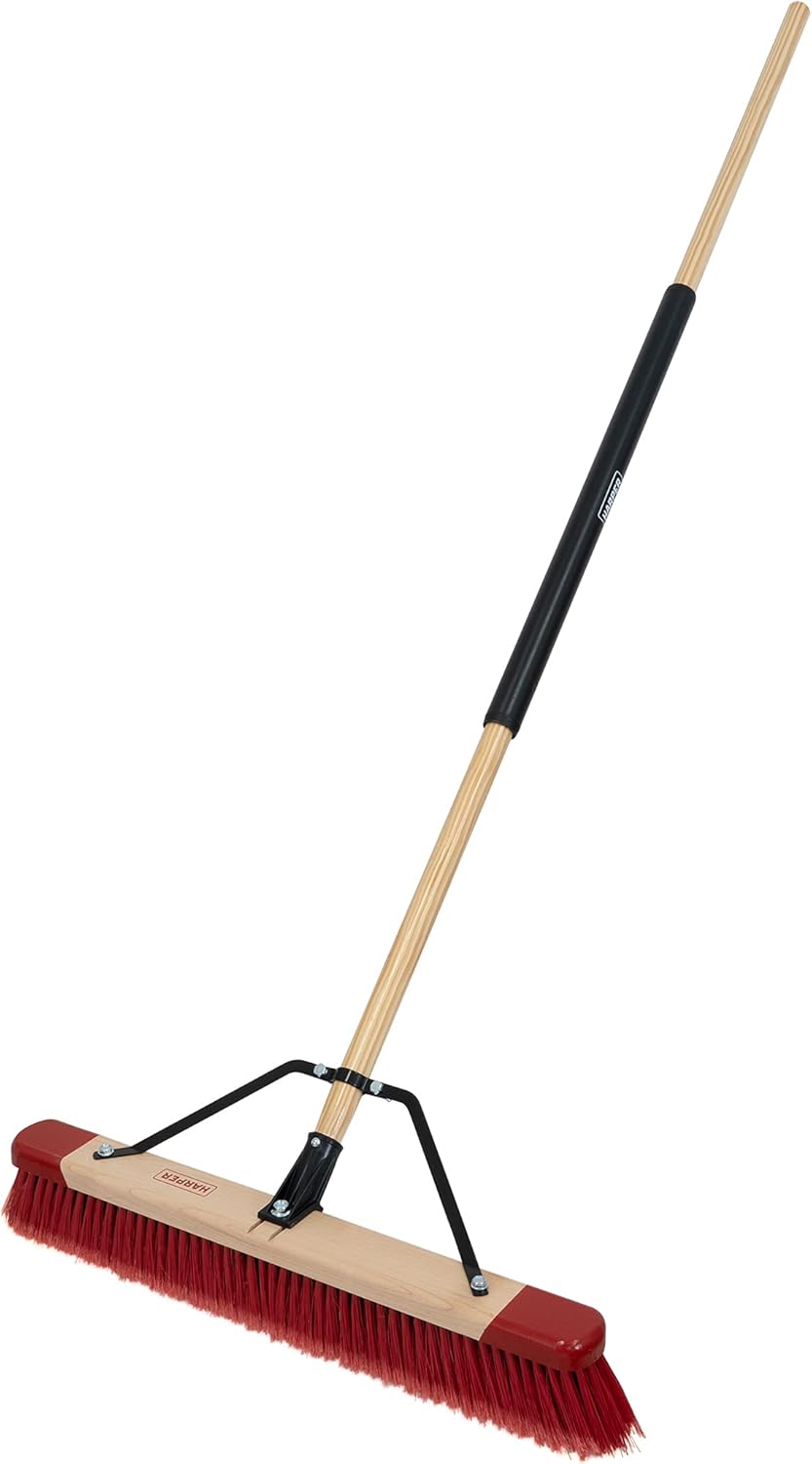 Harper 20201014 24 in. Premium Indoor Smooth-Surface Push Broom with Flagged Bristles, Gray
