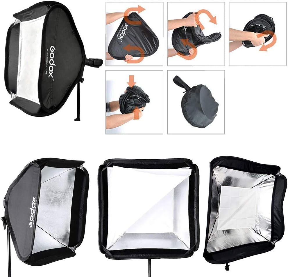 GODOX Foldable Softbox Ki16 x16/40x40cm with S-Type Flash Bracket Bowen Mount Holder for Camera Flash Speedlight Studio Photography (Softbox Kit 40x40 +S-Type)