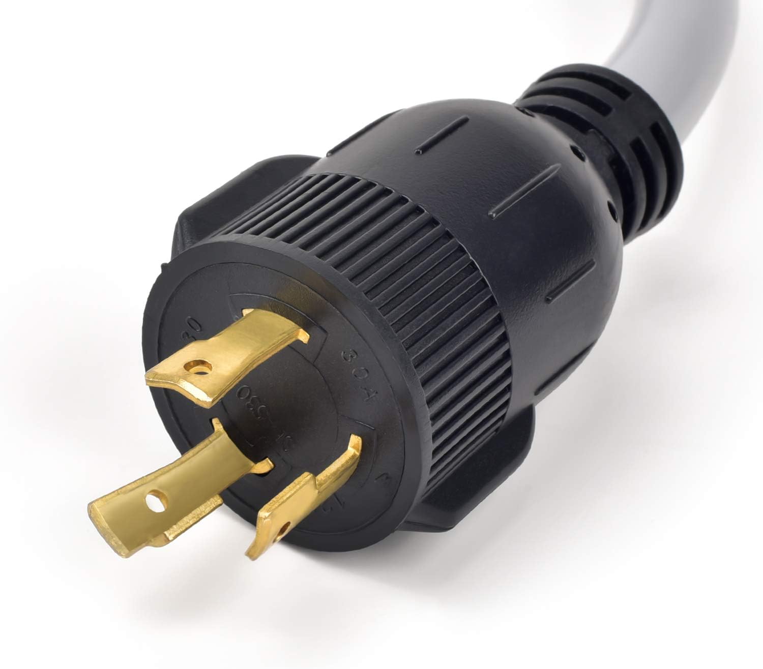 ElecStream Tech Shore Power/RV Generator Adapter Cord，NEMA L5-30P to L5-30R，30A Twist Locking Male to 30A Twist Locking Female， Gray 18 Inch Pack of 2