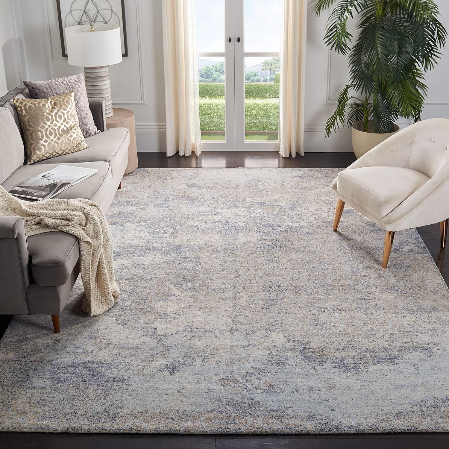 Safavieh Restoration Vintage Collection RVT111M Handmade Modern Abstract Wool & Viscose Runner, 2'3
