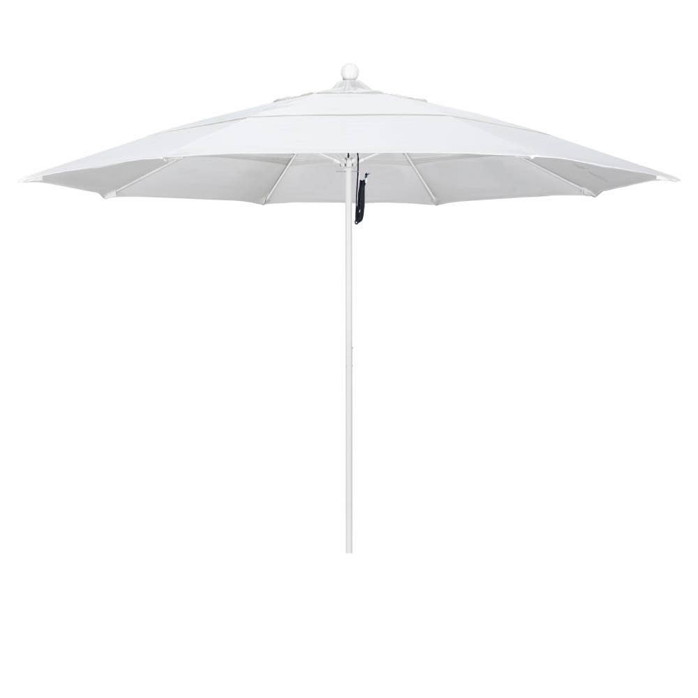 California Umbrella 11' Market Umbrella Fabric: Pacifica Natural, Frame Finish: Matted White