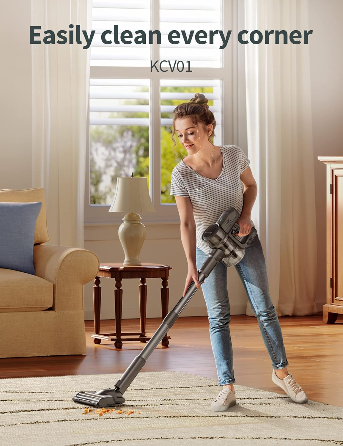 Kalado Cordless Vacuum Cleaner with LED Display, Washable HEPA Filter, Standable 26K Pa 4 in 1 Stick Vacuum, 80K RPM Ultra-high Speed BLDC Brushless Motor in Titanium Black KCV01