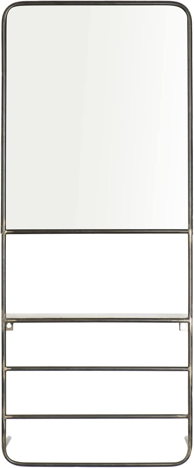 Creative Co-Op Metal Wall Rods & Shelf Mirror, Black
