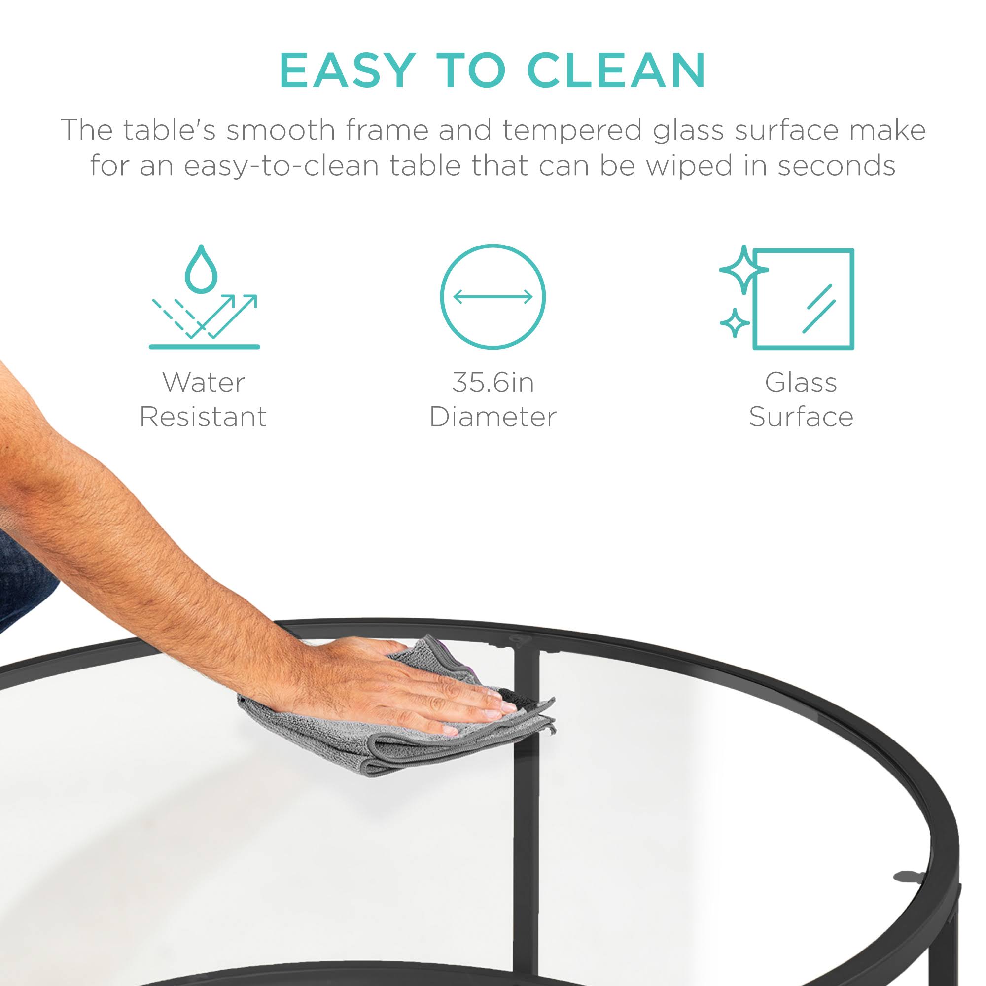 Best Choice Products 36in Round Tempered Glass Coffee Table for Home, Living Room, Dining Room - Black