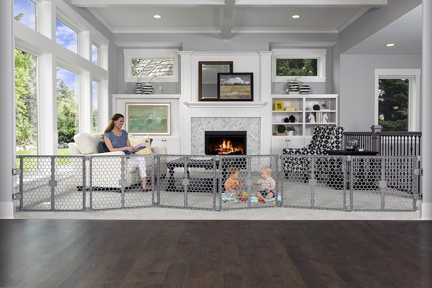 Regalo Plastic 192-Inch Super Wide Adjustable Baby Gate and Play Yard, 2-In-1, Bonus Kit, Includes 4 Pack of Wall Mounts