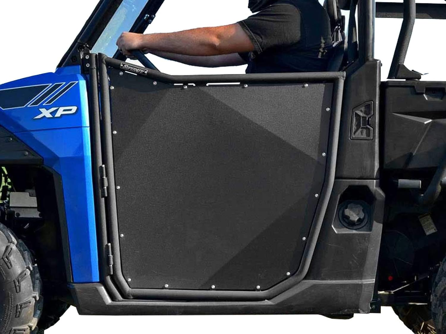 SuperATV Aluminum Doors for 2015-2016 Polaris Ranger XP 570 | Made with Lightweight, Stylish Multi-Blend Aluminum | Powder Coated Black | Automotive Style Latch- Easy Entry and Exit | Pre-Assembled