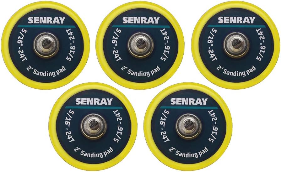 SENRAY 2 Inch DA Polisher & Sander Pad 5PCS - M6 Thread - Hook & Loop Random Orbital Backing Plate