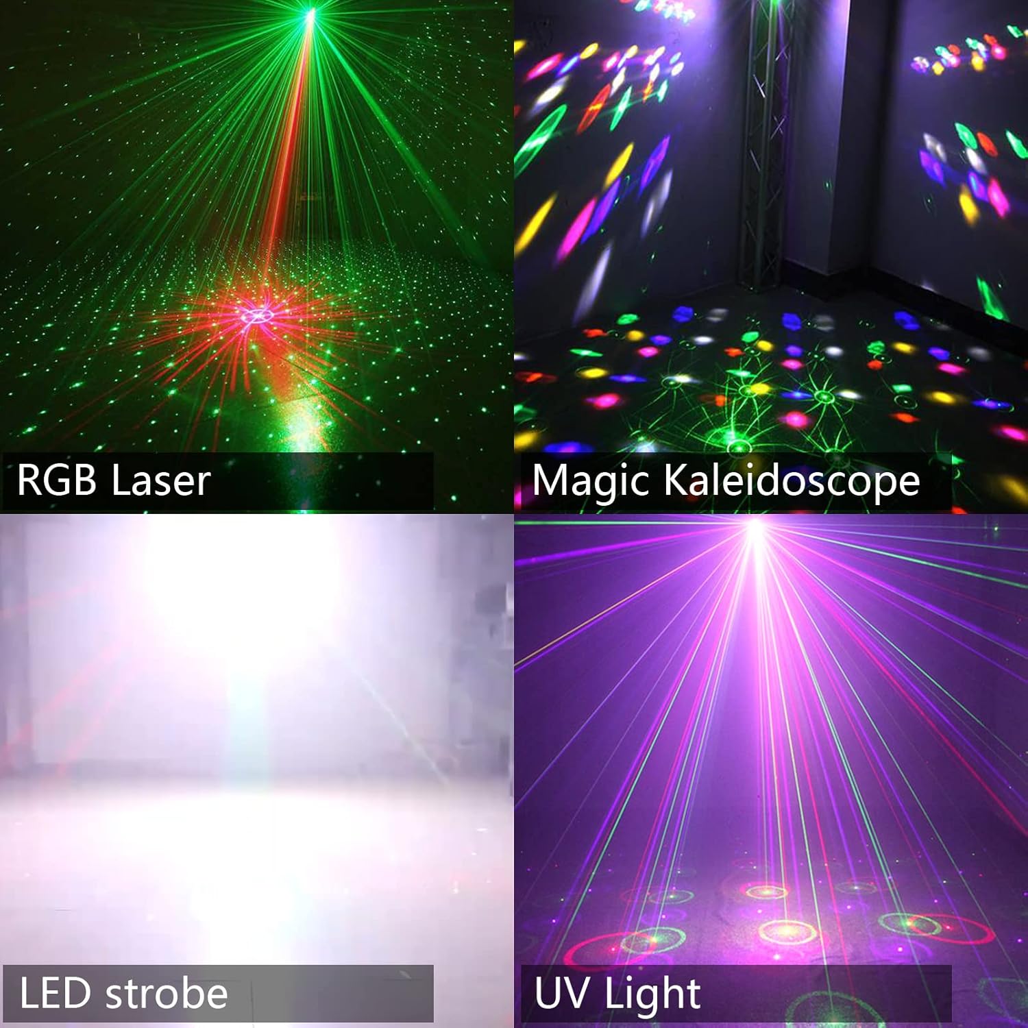 Texinpress LED Stage Light RGB Party Light DJ Light, 4 in 1 Magic Ball Led Pattern Light with Sound Activated Strobe Light, Compatible with DMX for Stage Wedding Party Club Disco Lighting