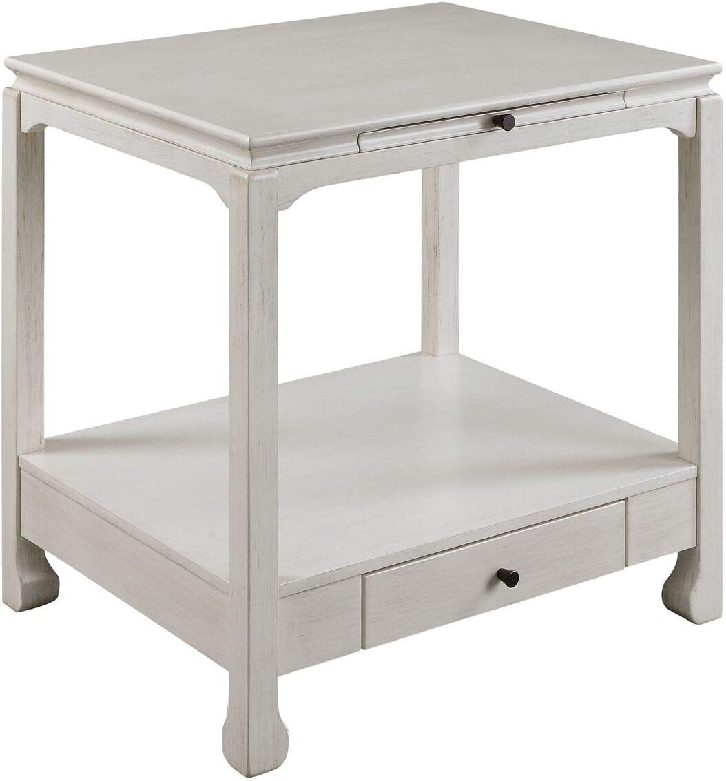 Acme Furniture Seatlas Accent Table, Antique White Finish