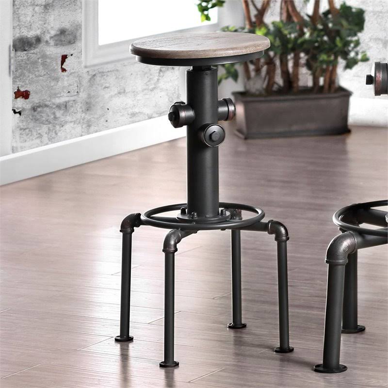 Furniture of America Zina Bar Stool in Antique Black (Set of 2)