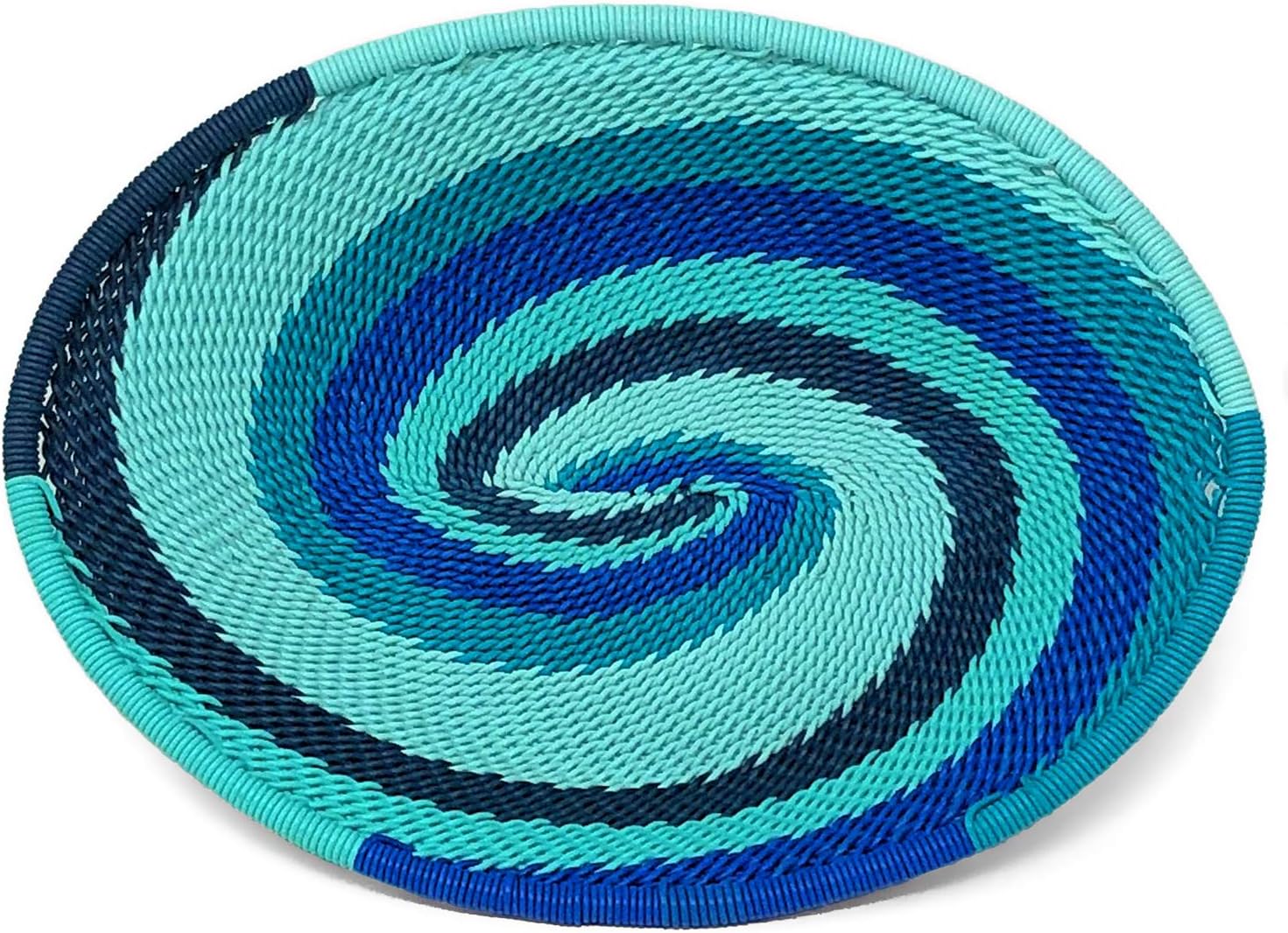 Bridge for Africa Fair Trade Zulu Telephone Wire 5.5-inch Small Oval Basket, African Ocean Pack of 2