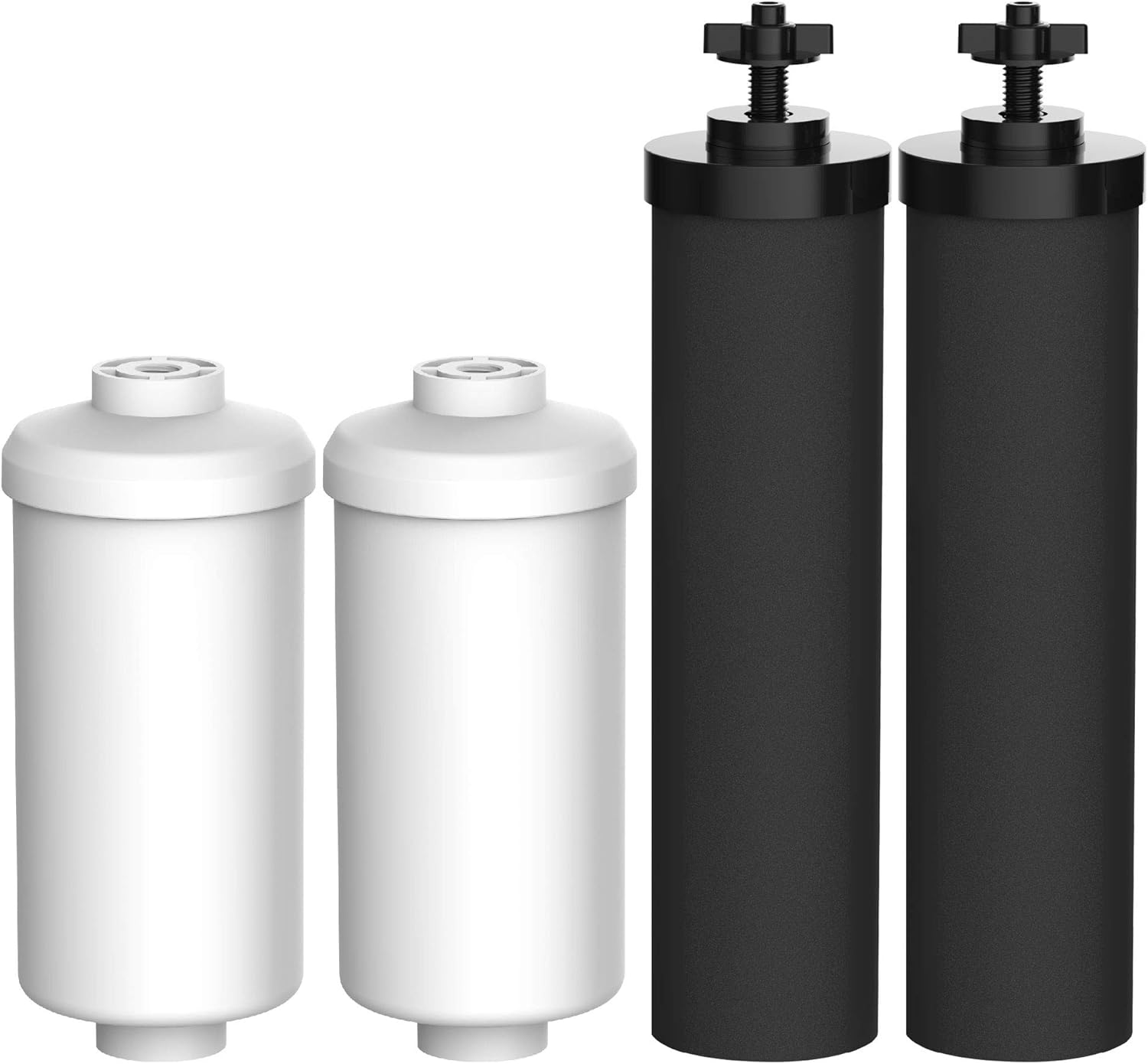 AQUACREST Water Filter, Replacement for Black Filters (BB9-2) & Fluoride Filters (PF-2) Combo Pack and Gravity Filter System - Includes 2 Black Filters and 2 Fluoride Filters