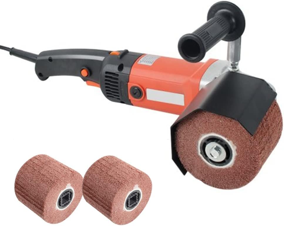 110V Burnishing Polishing Machine with 2 Polishing Wheels ,1400W Wire Drawing Machine Handheld for Metal and Stainless Steel Polishing