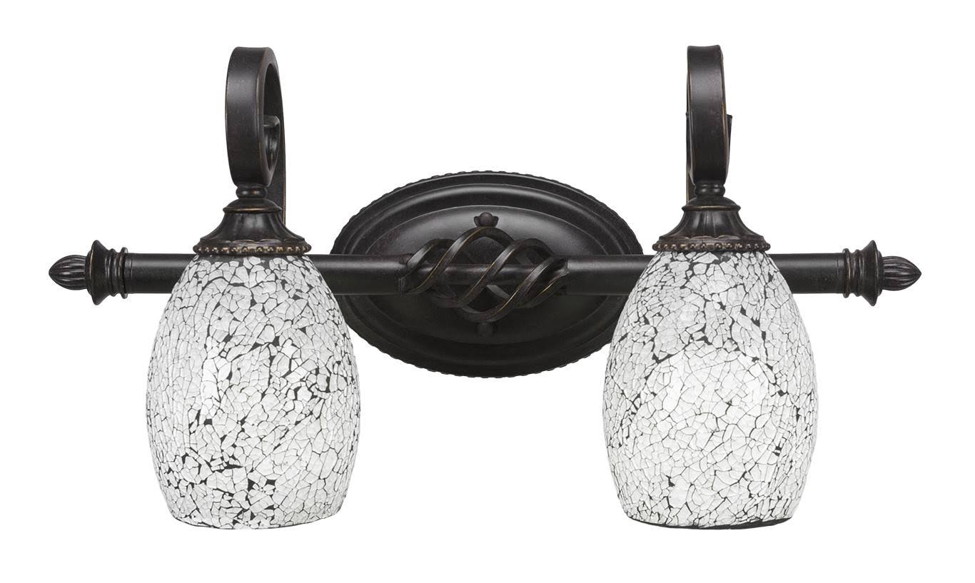 Toltec Lighting-162-DG-4165-Elegante - Two Light Bath Bar Dark Granite Finish with Black Fusion Glass