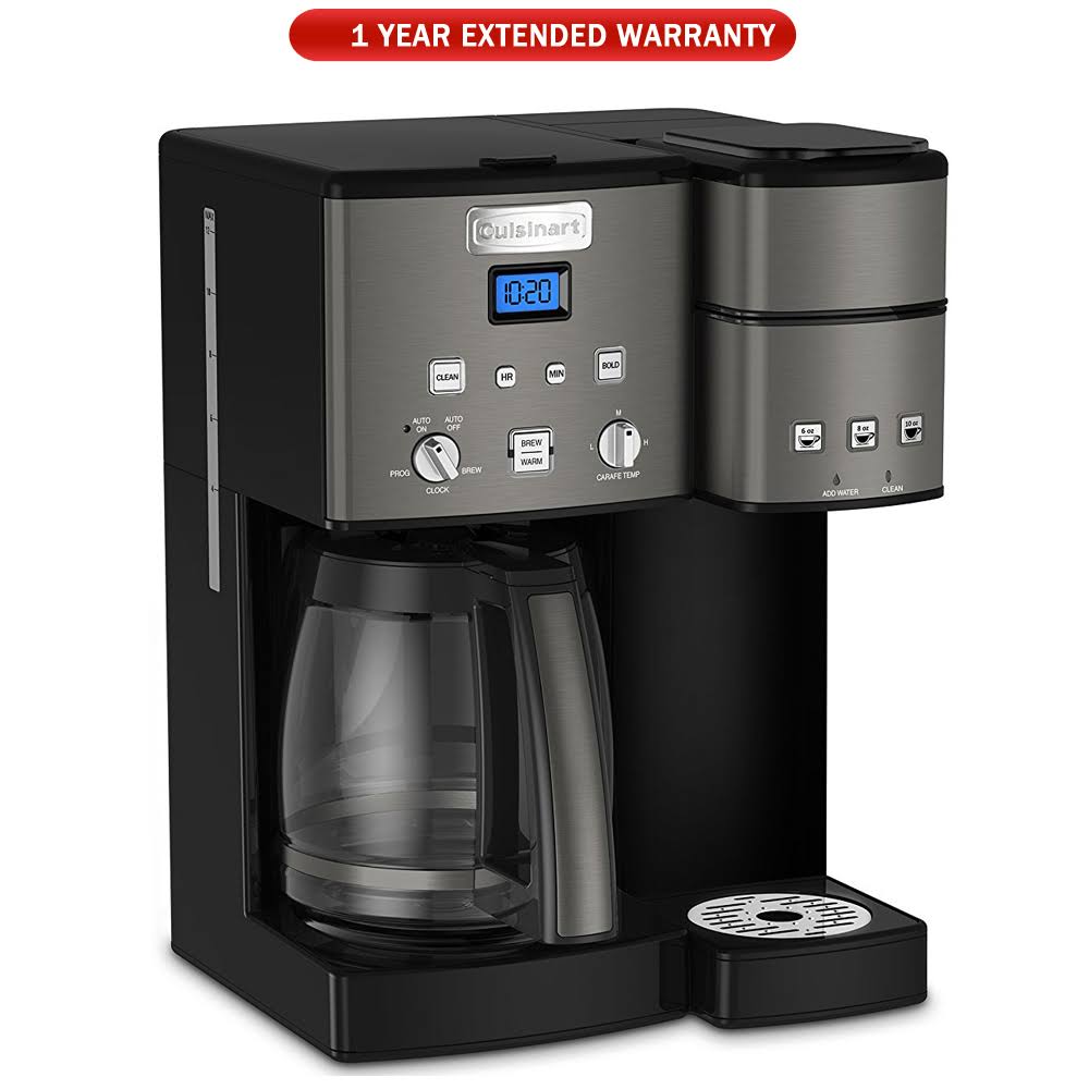 Cuisinart SS-15 12-Cup Coffee Maker and Single-Serve Brewer, Black Stainless with Extended