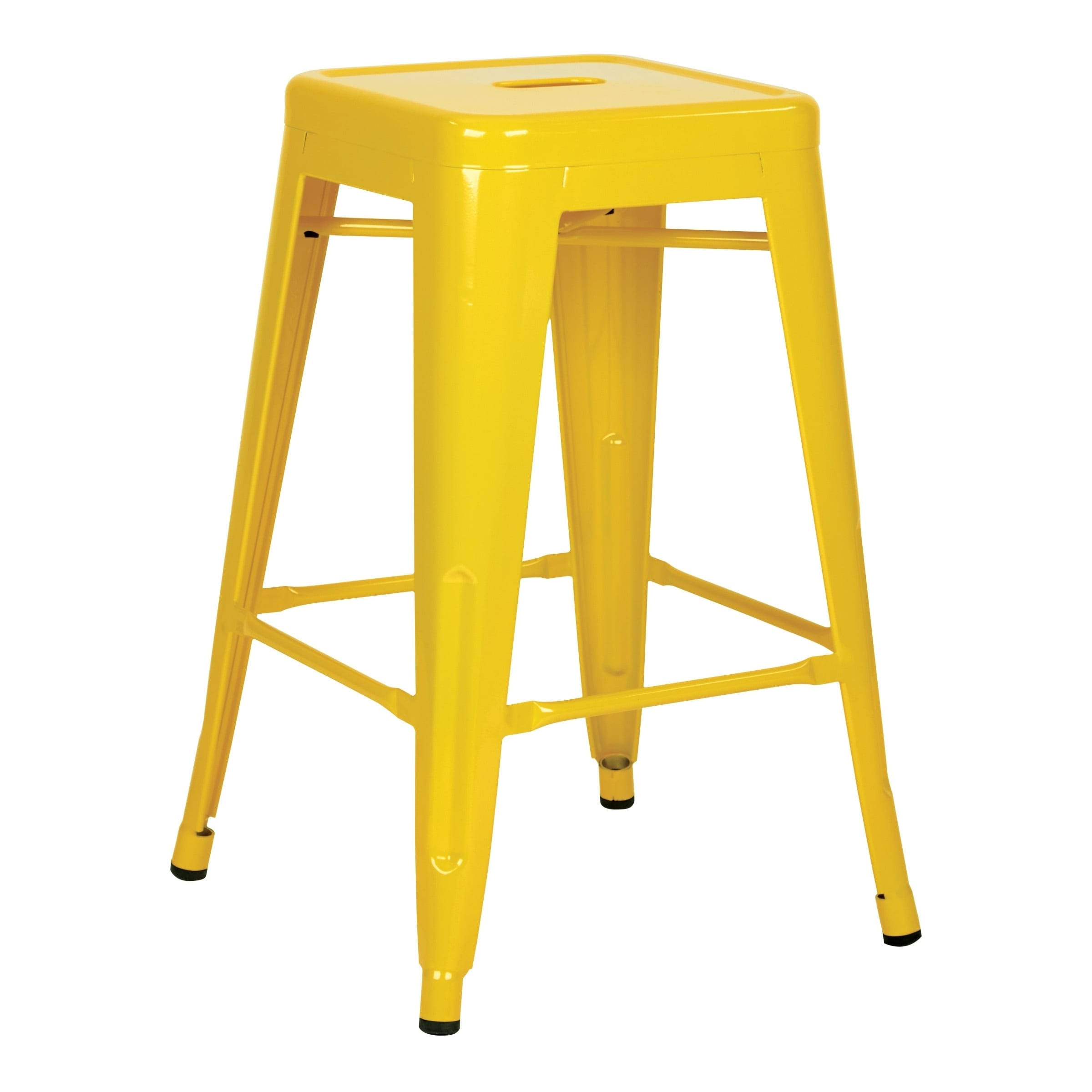 24 in. Yellow Steel Backless Barstool (4-Pack)