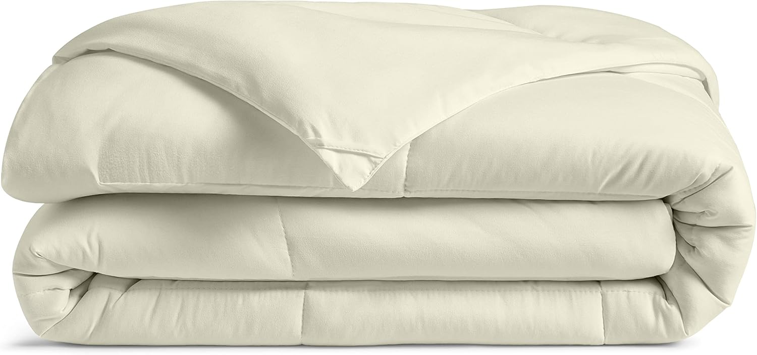 Cosy House Collection Luxury Bamboo Down Alternative Comforter - Plush Microfiber Fill - Machine Washable Duvet Insert - White - Full/Queen