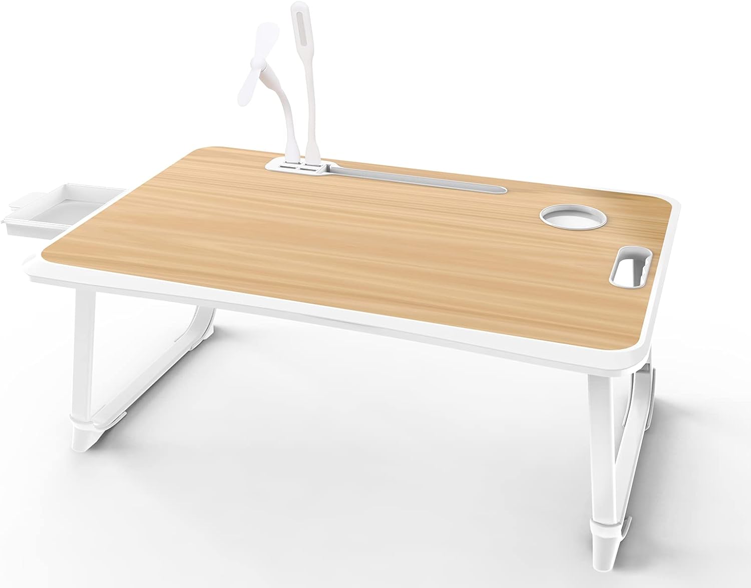 Keggs Laptop Bed Desk Tray, Lap Desk for Bed 4 USB Ports Laptop Stand Bed Lap Table Tray with Foldable Legs Storage Drawer for Home Bed Couch Floor, Yellow Pack of 2