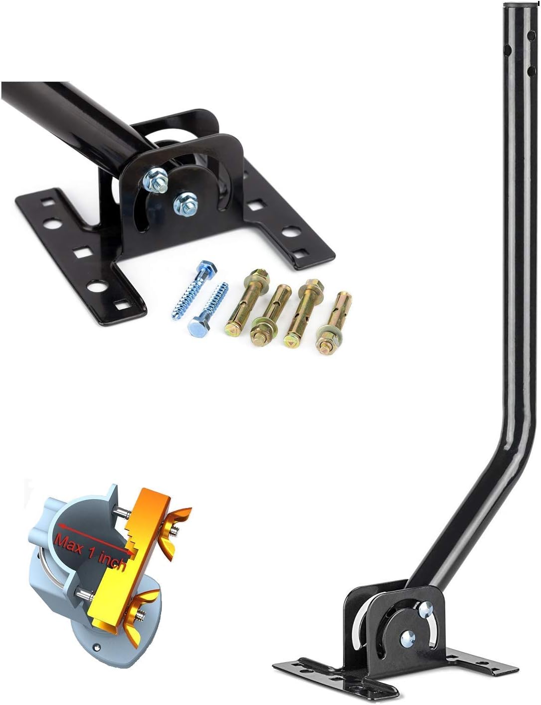 AirDiff Adjustable Attic/Outdoor TV Antenna Mounting Pole Universal Wall Mount/Bracket (for Max 1