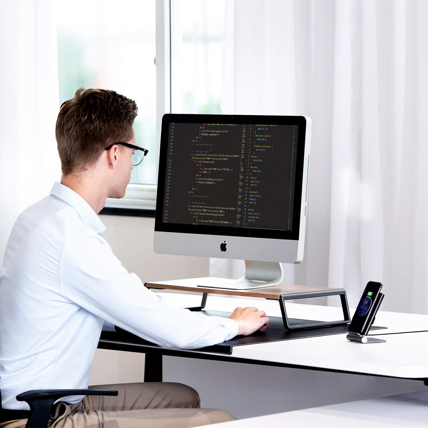 Upergo Monitor Stand Riser, Desktop ,Ergonomic Computer Riser Monitor Stand with Aluminum Feet for Laptops, Printers, PCs, Small TVs, Keyboard Storage, Monitor Riser Desk Organizer for Home & Office Pack of 2