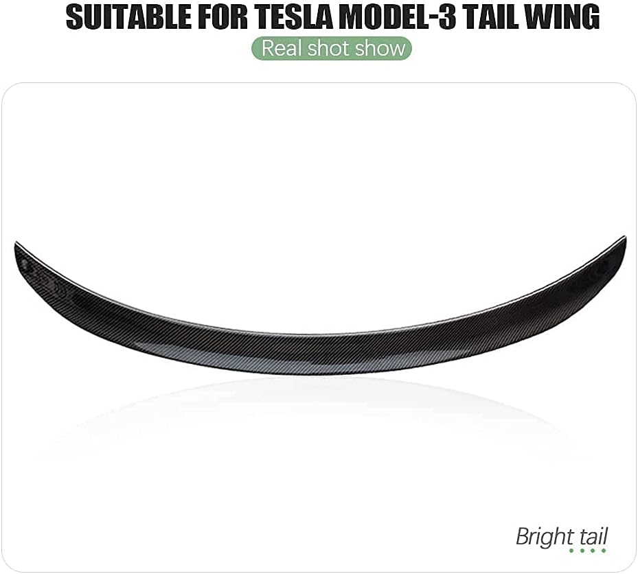 SPEEDPARK for Tesla Model 3 Tail Wing Performance Rear Spoiler Trunk Lid Lip ABS Material for 2016-2021 Accessories (Glossy Carbon Fiber Pattern) Pack of 2