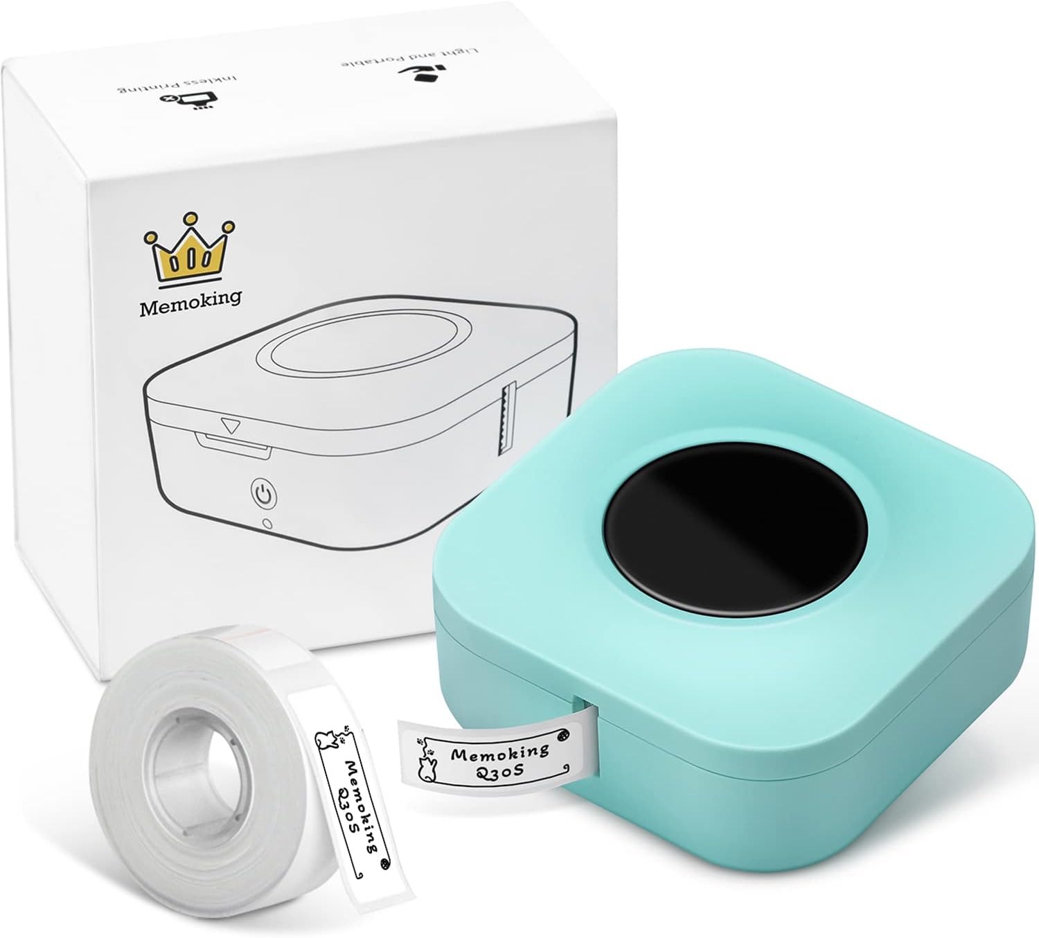 Small Label Maker - Memoking Q30S Label Makers Portable - Wireless Bluetooth Label Maker with Different Fonts, Easy to Use, 1 12mmX40mm White Label Included Pack of 2