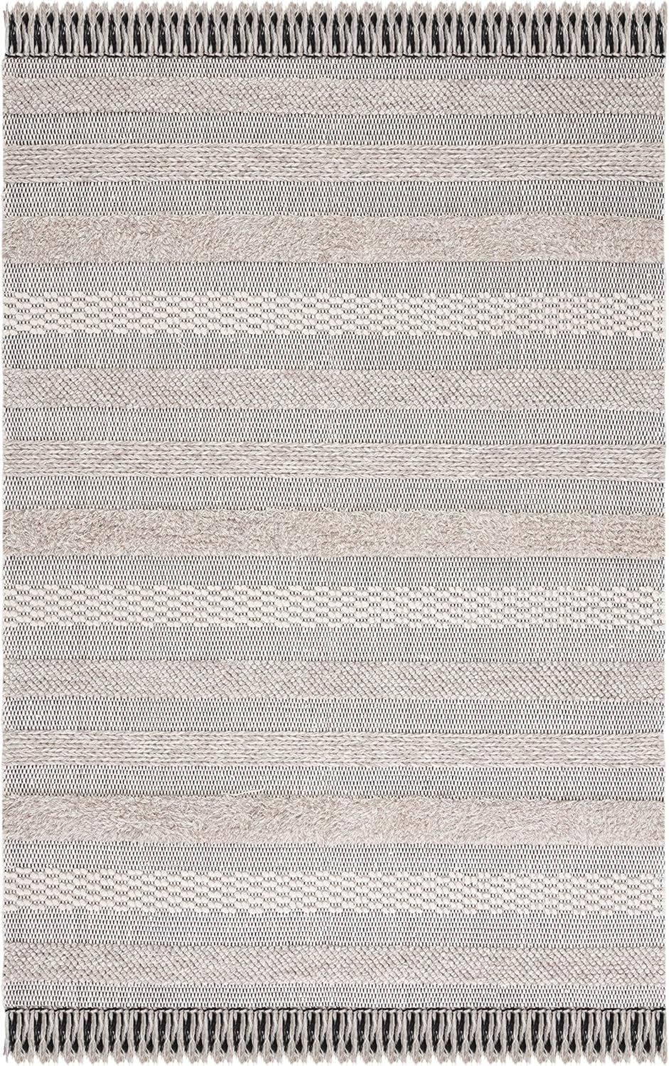 SAFAVIEH Vermont Collection VRM506B Handmade Flatweave Boho Stripe Tassel Fringe Premium Wool Entryway Living Room Foyer Bedroom Accent Area Rug, 3' x 5', Beige/Ivory