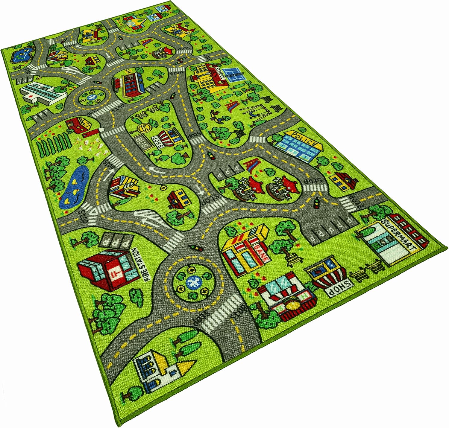 X-Large 6.5 Ft x 3.2 Ft Road Rug for Kids - Kids Carpet Playmat Rug - City Life Rug with Non-Slip Backing - Portable Fun Play Mat for Toy Cars - Ideal for for both Boys and Girls