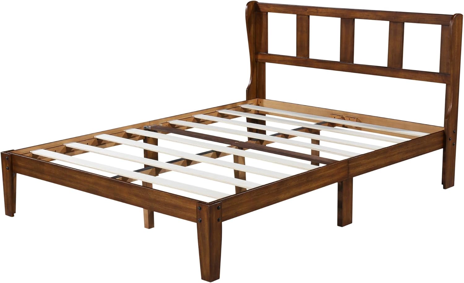 SLEEPLACE Deluxe Wood Platform Headboard, Full Bed Frame, Natural