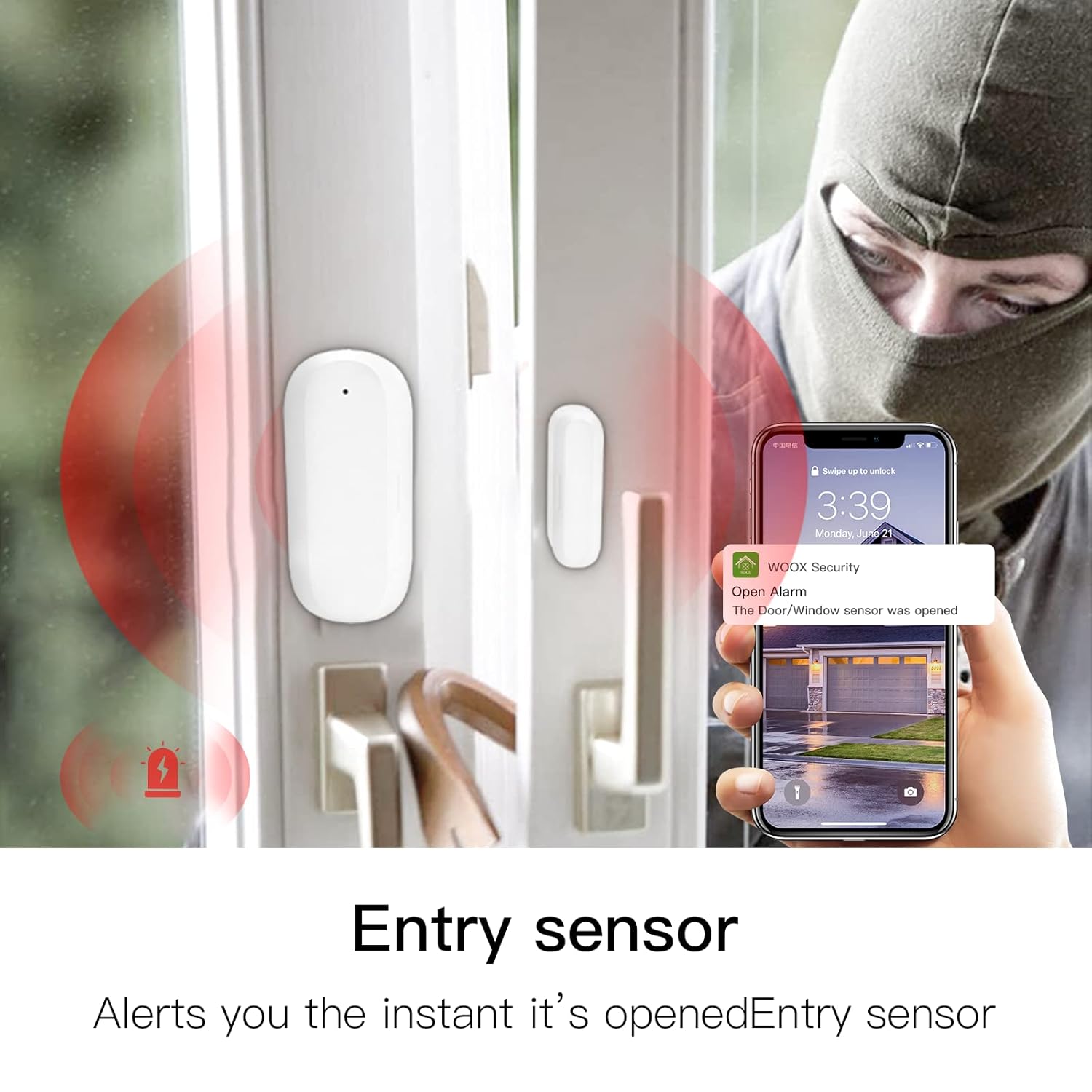 VENZ DIY Wireless Home Security System,4 Pieces-Kit(Door Window Sensor,WiFi Indoor Camera,Smart Hub,PIR Motion Detector) with App Alert and Comatible with Alexa,for House,Apartment Pack of 2