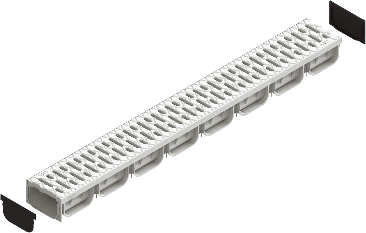Standartpark - 4 Inch Trench Drain System With Grate - Ivory Color - Spark 2 Channel (1) Pack of 2