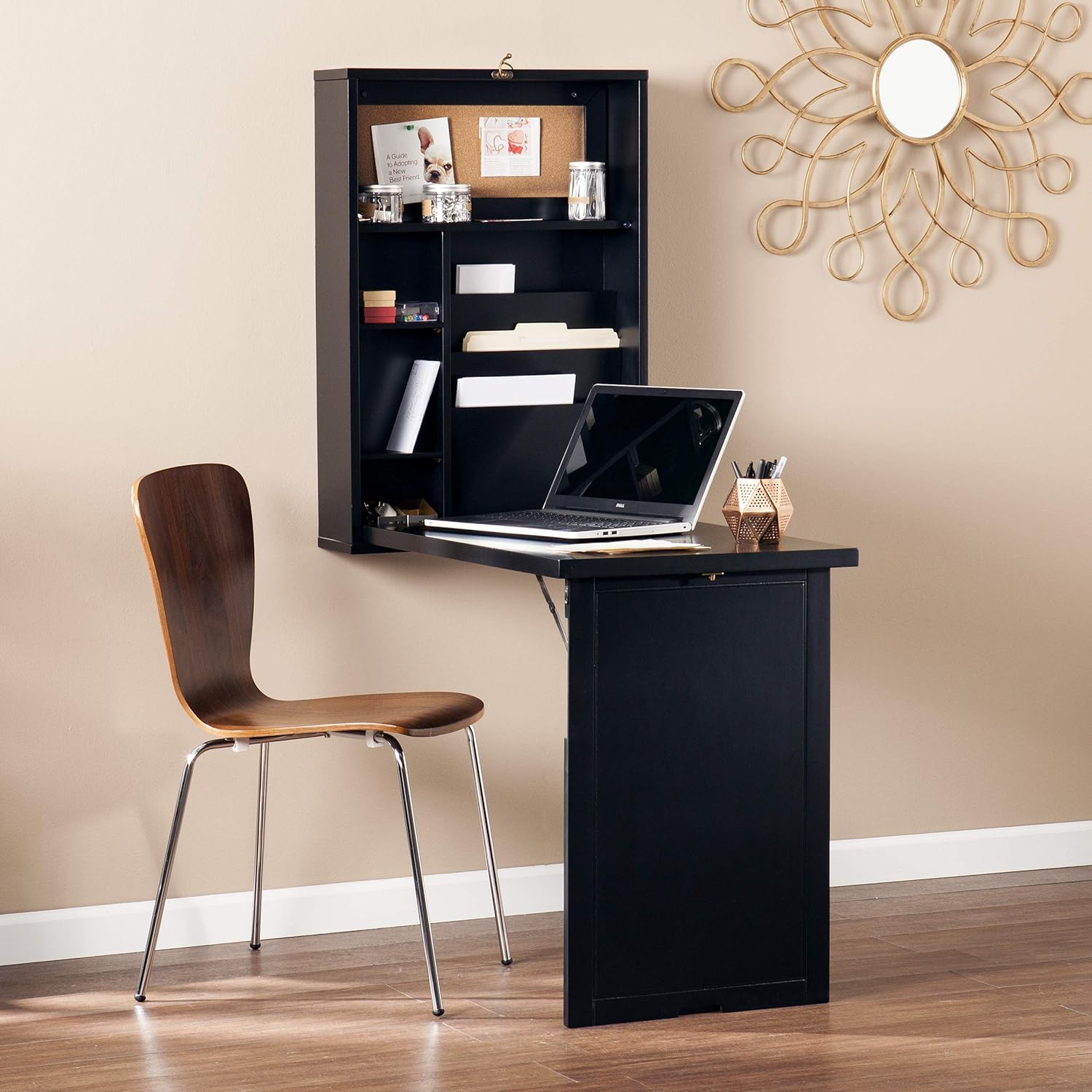 SEI Furniture Convertible Desk, Black