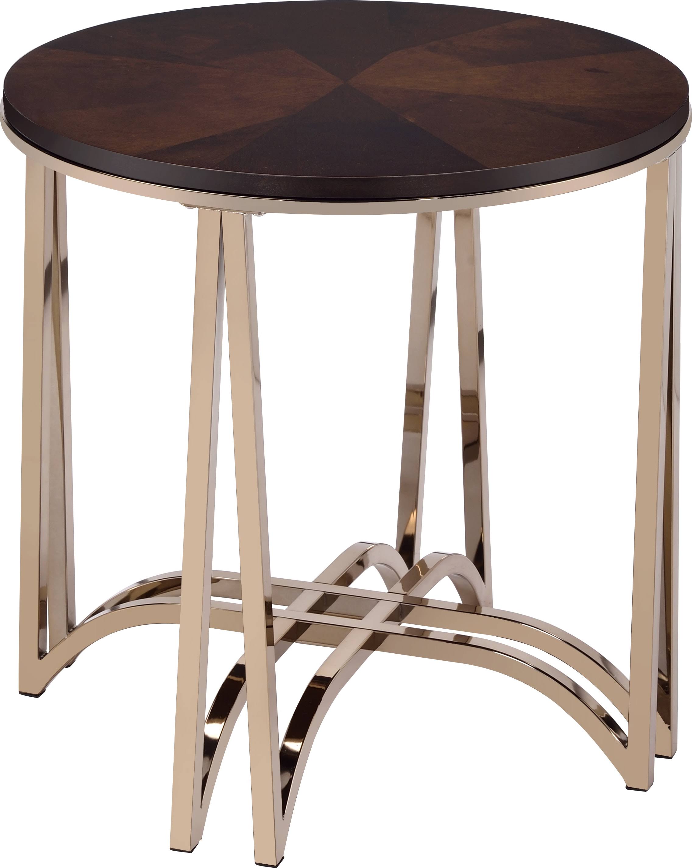 Acme Novus 24x22 Round End Table, Walnut/Champagne