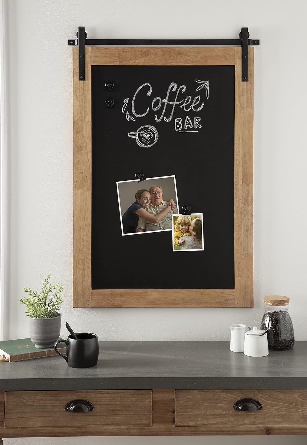Kate and Laurel Samuels Wood Framed Wall Chalkboard, 24x36, Rustic Brown/Black
