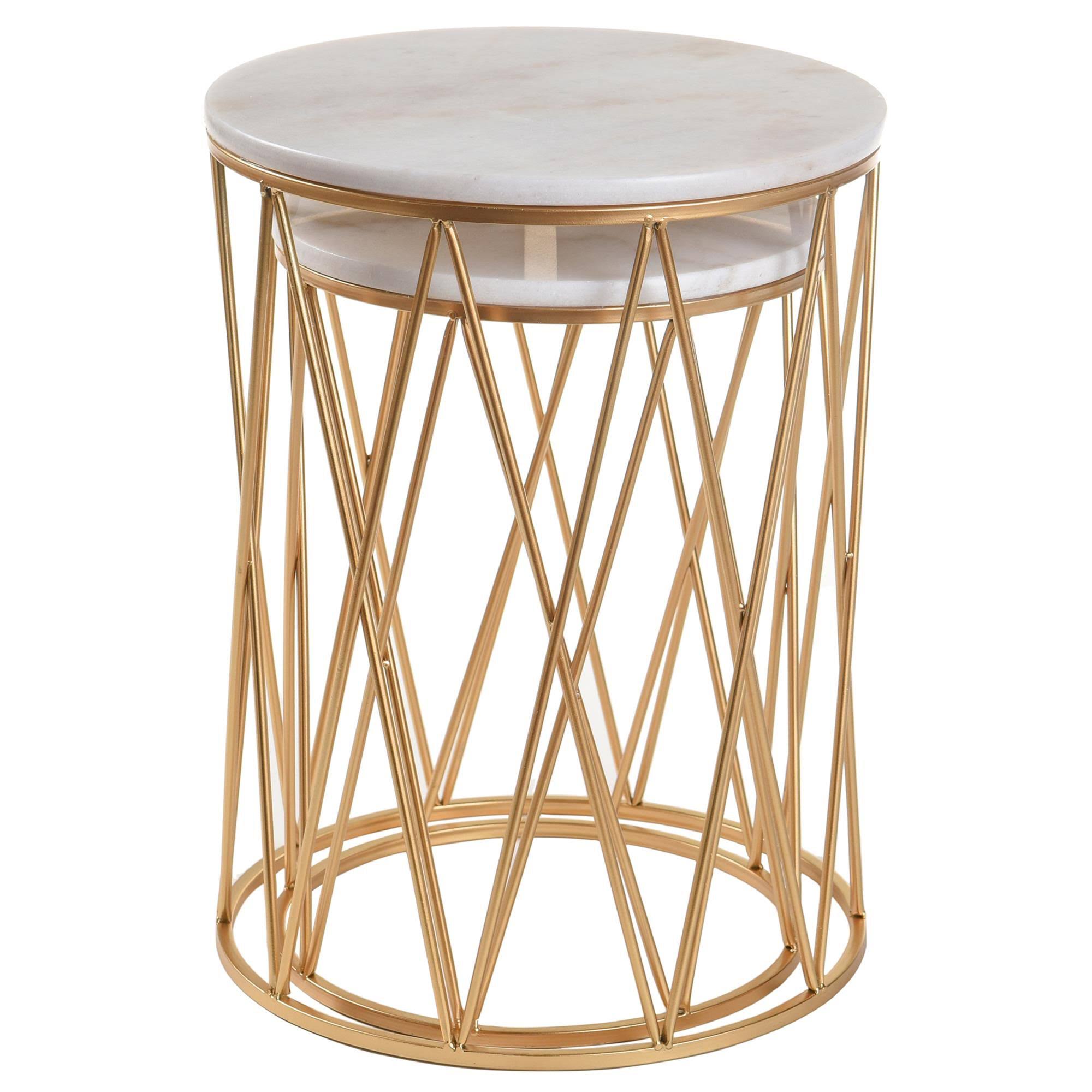 Stylecraft Home Collection Marble Nesting Accent Tables, Set of 2 - Gold