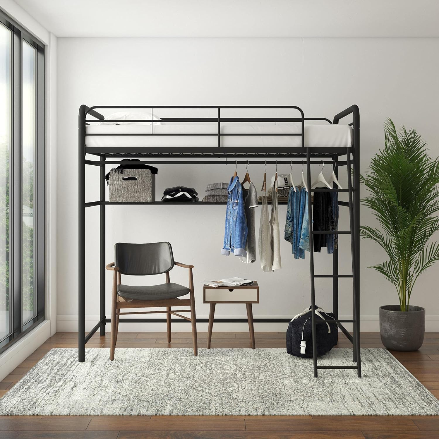 DHP Leroy Closet Storage Loft, Twin, Black Bed